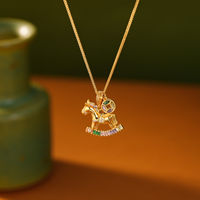TANGPEI Collier pendentif cheval à bascule en alliage de cuivre doré, bijoux de mode