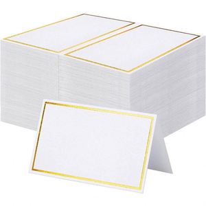 Gold Foil Edged <b>Wedding</b> Seating Guest <b>Name</b> Place Writable Table <b>Cards</b> Banquet Decor Ready to Ship - Product Image 1