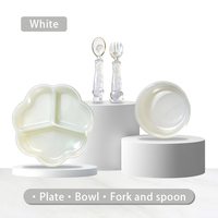 Ensemble de vaisselle en silicone liquide pour bébé, assiette divisée, bol, cuillère, fourchette, ensemble d'alimentation pour bébé