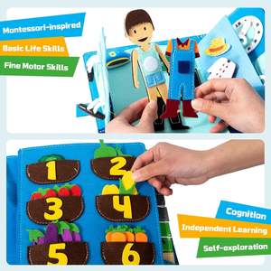 Jouet de voyage Montessori 10-en-1 pour enfants, <span class=keywords><strong>livre</strong></span> d'activités en feutre, planche d'activités, jouets éducatifs préscolaires pour <span class=keywords><strong>les</strong></span> tout-petits, <span class=keywords><strong>les</strong></span> garçons - Product Image 2