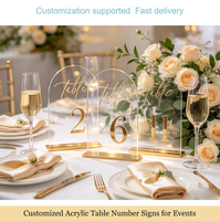 Numéros de table de mariage 3D en acrylique doré 1-10, panneaux en forme d'arche avec supports, cartes de table de réception transparentes 5 x 7 pouces