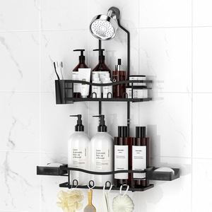 Étagère de salle de bain à double niveau, murale, d'angle, pour rangement sous la douche, 60x70cm, durable - Product Image 1