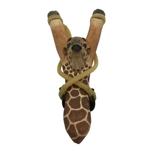 Kids outdoor games hunting powerful catapult wooden animal hand carved slingshot