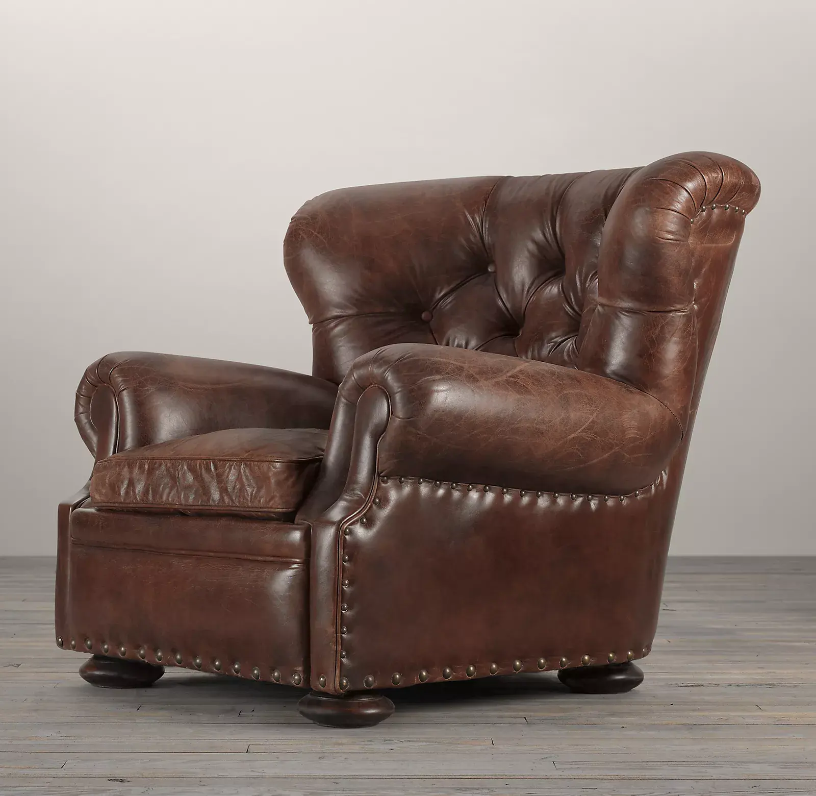 Royal chairs for living room furniture leather recliner with antiqued brass nailheads