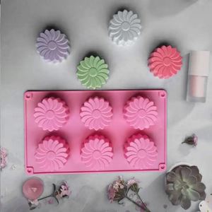 Decoration <b>Tools</b> 6 Holes Sunflower Flower Shaped New Year Soap Baking <b>Crafts</b> Cake Mould Silicone Mold for Resin Casting - Product Image 5