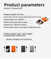Batterie externe magnétique sans fil 5000mAh 10000mAh 15W, charge sans fil 22.5W PD Type C, chargeur avec écran LED pour téléphone, montre, écouteurs