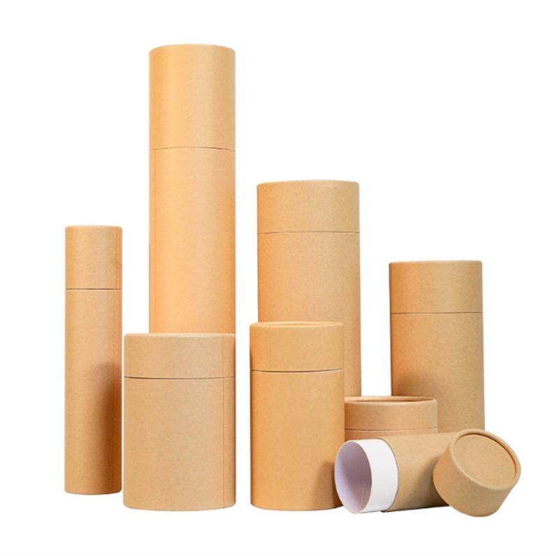 Printed kraft paper tube kraft paper gift cylinder custom made food tea paper can packaging custom logo