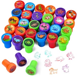 Lot de 30 tampons animaux auto-encreurs pour enfants, tampons en plastique mignons pour les 4-6 ans, loisirs créatifs, ANIMAL SEAL - Product Image 1