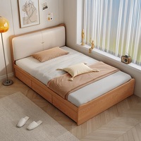 Mobilier de chambre à coucher d'hôtel lits en bois lit de plate-forme de panneau de cadre avec le tiroir