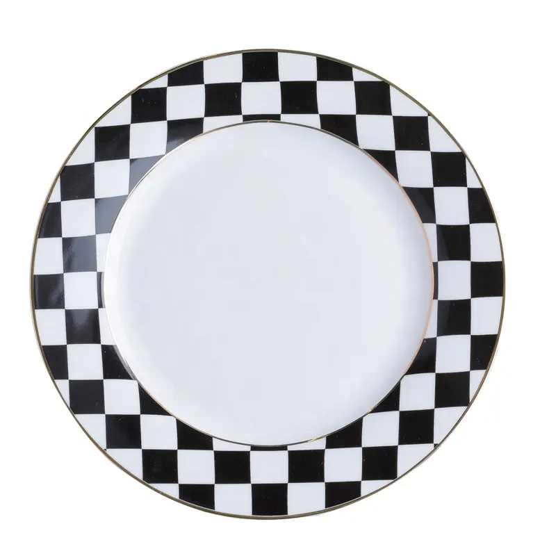 Vintage Porselein Diner Platen Keramische Zwarte Borden Custom Logo Porselein Servies Set