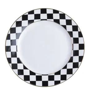 Assiettes à dîner Vintage en porcelaine assiettes de service en céramique noires logo personnalisé service de vaisselle en porcelaine