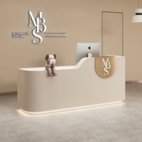 Table de bar incurvée en bois, multifonctionnelle, minimaliste, moderne, pour les magasins de vêtements, les salons de beauté, les comptoirs de caisse