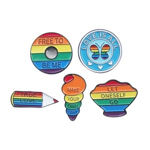Épingles à revers en métal émaillé en forme de coquille de crème glacée arc-en-ciel LGBT en gros, design de fierté gay pour vêtements et artisanat - Product Image 6