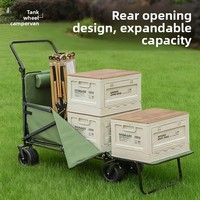 Carrito Plegable Multifuncional de Cuatro Ruedas para Exteriores, Plataforma Metálica Resistente y Portátil para Playa, Camping, Compras y Almacenamiento