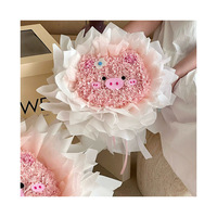 Bunga abadi buket kartun babi kecil ornamen bunga tahan lama 3-5 tahun Hari Valentine pacar