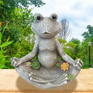 定制冥想青蛙雕塑禅瑜伽青蛙雕像花园装饰品