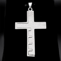 Mode acier inoxydable chrétien Bible croix pendentif jésus amulette collier pour hommes femmes catholique prière foi bijoux cadeau