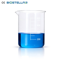 Bécher en verre de laboratoire BIOSTELLAR, en borosilicate, avec bec verseur pour le mélange chimique, le chauffage et la préparation d'échantillons