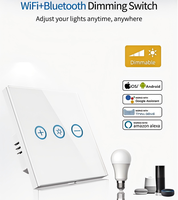 Interrupteur variateur LED sans fil Wi-Fi UE/UK avec panneau en verre, compatible Tuya Smart Life App, Alexa, Google Home