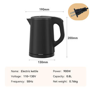 Bouilloire électrique américaine 0,8 l en acier inoxydable 304, petite bouilloire 110v, double couche anti-brûlure, spécification européenne - Product Image 6