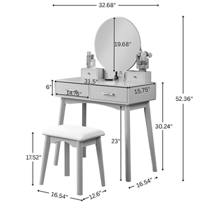 Nordic Bedroom Simple Dressing Table With Mirror White Dressing Table <b>Drawer</b> - Product Image 6