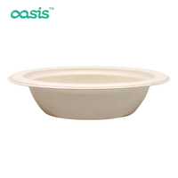Bol à soupe en fibre de bambou Oasis, écologique, jetable, compatible micro-ondes, avec couvercle, pour 12 oz, utilisation en camping, 100 % compostable
