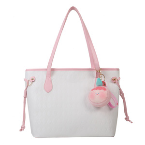 Bolso de Hombro Grande de Estilo Coreano con Cierre de Cremallera y Colgante de PU para Mujer, Nuevo Modelo <span class=keywords><strong>2023</strong></span>, Informal, Simple, de Color Sólido, Tipo Tote - Product Image 5