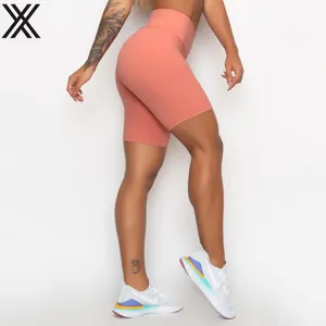 Wholesale high waist Yoga running fitness plus size sport shorts sexy women's Polyester spandex bike tights short sport
