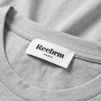 Étiquette en coton blanc imprimé, écologique et douce pour la peau, durable pour le lavage, logo personnalisé disponible