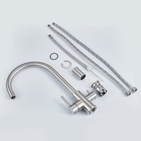 Robinet de cuisine SANIVITAL style moderne en acier inoxydable 304 à double poignée, monotrou, avec bec flexible pour usage domestique