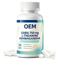 Capsules GABA en marque blanche OEM, 120 unités, avec L-Théanine et Ashwagandha, Complément alimentaire