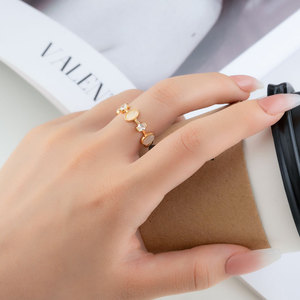 Minimalist Luxury Oval Cat's Eye Stone Open <b>Ring</b> Geometric Adjustable Index <b>Finger</b> <b>Ring</b> Prong Setting Gift - Product Image 2