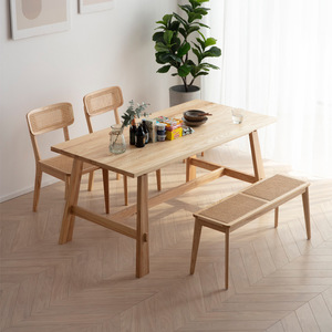 Solid Wood Rattan Bench 1M 1.2M 1.5M Nordic Style Entryway Bedroom Footstool Modern Living Room Furniture Durable - Product Image 2