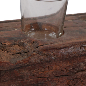 Portacandele in legno di recupero con 6 bicchieri in vetro per decorazioni per la casa, centrotavola, espositore da scaffale - Product Image 6