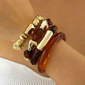 Pulsera Bohemia Exagerada de Acrílico con Cuentas, Conjunto de Brazaletes de Cadena Multicolor en Capas, Joyería de Moda para Mujer para Uso Diario y Fiestas - Product Image 6