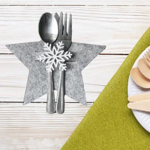 Suministros de Navidad, bolsa de cuchillo y tenedor de estrella gris, juego de cubiertos de pentagrama, bolsa de cubiertos de Navidad, soporte para cubiertos, Decoración de cocina - Product Image 2