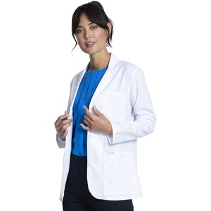 <strong>Cotton</strong>-Polyester OEM Custom Unisex <strong>Surgical</strong> Medical Scrub Consultation White Lab Coat Long Sleeve 3 Pockets Easy Care Lab Coat - Product Image 5