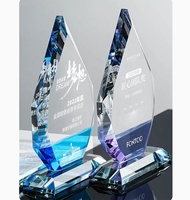 Trophée personnalisé en cristal optique K9 Pujaing, forme bouclier, transparent, avec plaque flamme facettée gravée, cadeau d'affaires