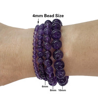 Bracelet en perles d'améthyste naturelle, œil de tigre et agate 4 mm, bijou minimaliste unisexe à une seule tour pour le bureau, la carrière ou comme cadeau