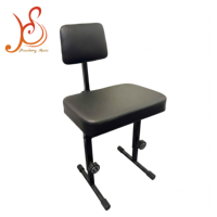 Banc de piano professionnel réglable avec cadre en acier inoxydable, dossier et assise rembourrée en cuir PU noir, taille adulte, pour usage domestique et en studio