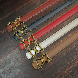 Ceinture de créateur pour femme en cuir de vachette de luxe avec boucle en alliage et logo personnalisé, largeur 2,5 cm, longueur 115 cm - Product Image 3