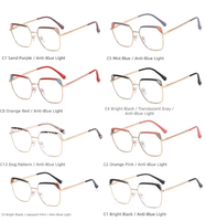 Lunettes de lecture anti-lumière bleue tendance 2026, monture carrée surdimensionnée en métal, style européen et américain, imprimé léopard, couleur bonbon pour femme