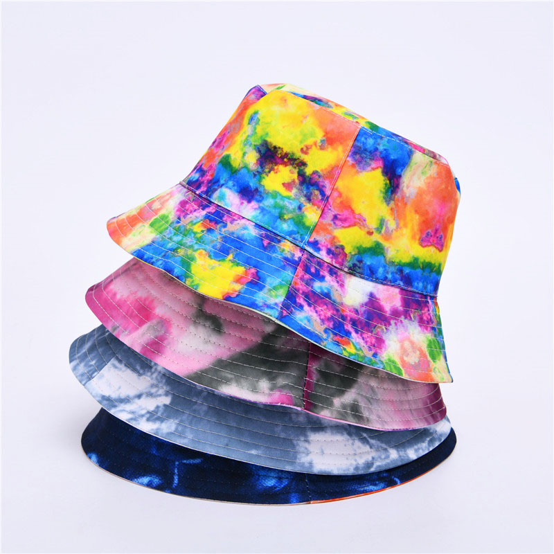 2021 популярная модная Женская весенне-летняя шляпа рыболова оптовая продажа 100% хлопок Женская двусторонняя шляпа с галстуком-краской