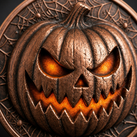 Pièce de monnaie commémorative en bronze Premium phosphorescente pour le défi de la citrouille d'Halloween, avec château gothique et boîte cadeau en bois