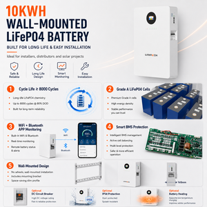 รับประกัน 10 ปี แบตเตอรี่ 51.2V 200Ah 10kWh ติดผนัง ระบบจัดการแบตเตอรี่อัจฉริยะ (BMS) สำหรับใช้งานในบ้าน ระบบสำรองไฟพลังงานแสงอาทิตย์ เกรดเซลล์ A แบบ Deep Cycle - Product Image 5