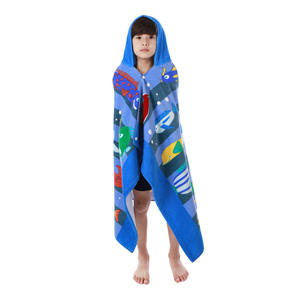 Serviette de plage pour enfants personnalisée 100% coton, <span class=keywords><strong>poncho</strong></span> de plage à capuche doux pour la peau, serviette de plage absorbante pour la piscine - Product Image 2