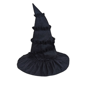 Luling Yaoyao <b>Witch</b> <b>Hat</b> Black Pleated One Size Halloween Cosplay Prop - Product Image 5