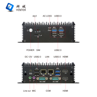 Mini PC Industrial OEM ODM Integrado con Intel 5205U, DDR4, M.2, 2 RJ45 LAN, 2 RS232 485 COM, HD DP, Pantalla 4K, SIM, WIFI, VESA, Sin Ventilador