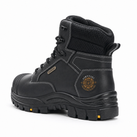Bottes de sécurité AIMVVSEC à embout d'acier, tige en cuir véritable, anti-écrasement, semelle extérieure en caoutchouc PU antidérapante, semelle intermédiaire, pour travaux de construction