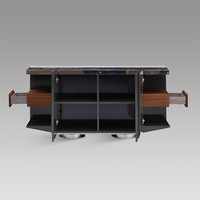 Buffet moderne minimaliste avec dessus en marbre naturel et placage en noyer pour la salle à manger